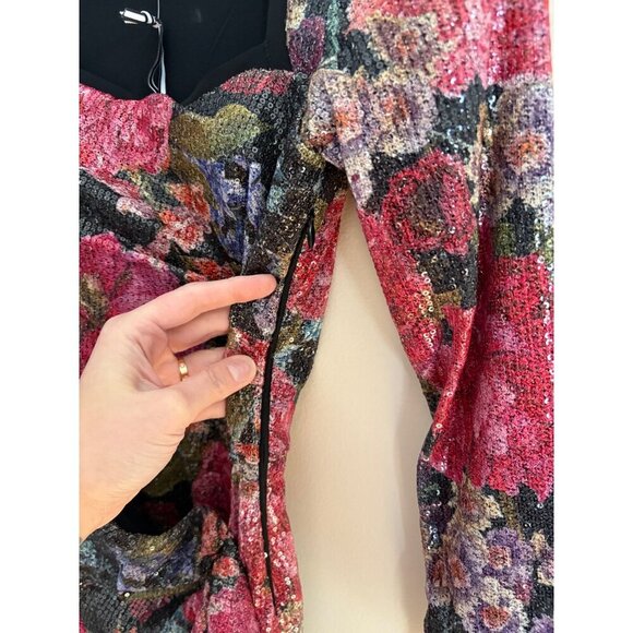 CHIARA BONI La Petite Robe NWT  Cesarima Floral Sequined Midi Dress Size 2 - Picture 11 of 17